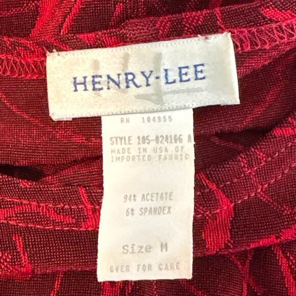 Vintage Y2K Slinky Deep Red Floral Monochromatic Short Sleeve Top Womens Medium - Picture 4 of 7